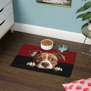 American Stafford Dog Food Mat (12x18)  -Garnet/Black