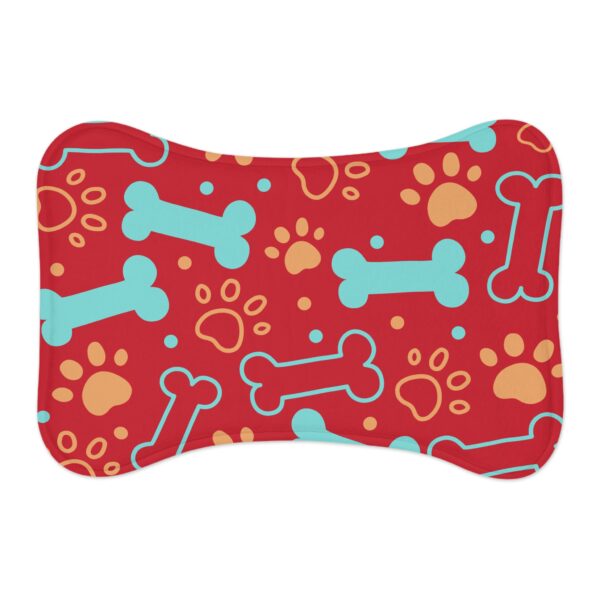 Colorful Dog Feeding Mats with Fun Bones & Paws Design-Dark Red - Image 2