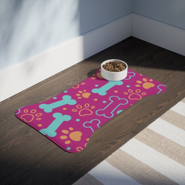 Colorful Pet Feeding Mats with Fun Bones & Paws Design-Pink - Image 7