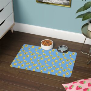 Vibrant Dog Feeding Mat - 12x18 Non-Slip Design for Cats and Dogs-Light Blue