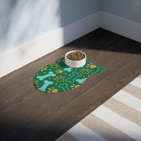 Colorful Pet Feeding Mats with Fun Bones & Paws Design - Dark Green - Image 10