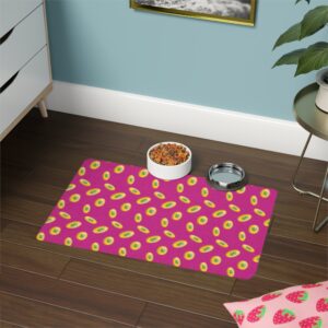 Vibrant Pet Food Mat - 12x18 Non-Slip Design for Cats and Dogs-Pink