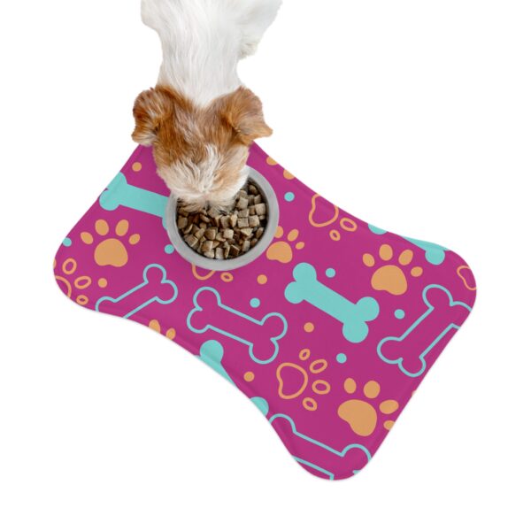 Colorful Pet Feeding Mats with Fun Bones & Paws Design-Pink - Image 3