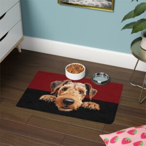 Airedale Terrier Dog Food Mat (12x18)  -Garnet/Black