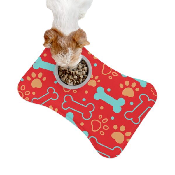 Colorful Pet Feeding Mats with Fun Bones & Paws Design - Red - Image 3