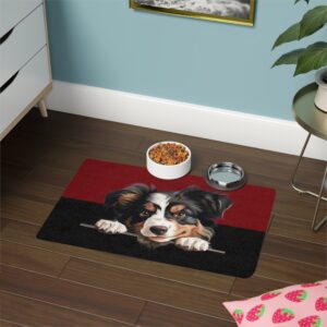 American Miniature Shepard Dog Food Mat (12x18)  -Garnet/Black