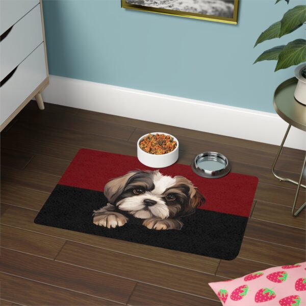 Shih Tzu Dog Food Mat (12x18)  -Garnet/Black