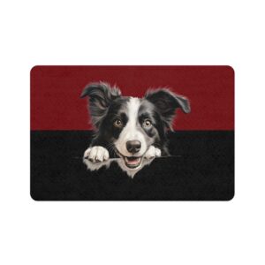Border Collie Dog Feeding Mat (12x18)  -Garnet/Black