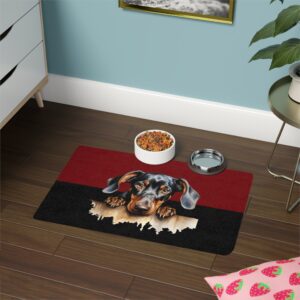 Doberman Pinscher Dog Food Mat (12x18)  -Garnet/Black