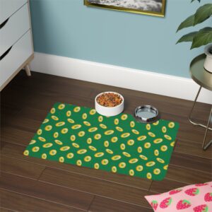 Vibrant Pet Food Mat - 12x18 Non-Slip Design for Cats and Dogs-Dark Green