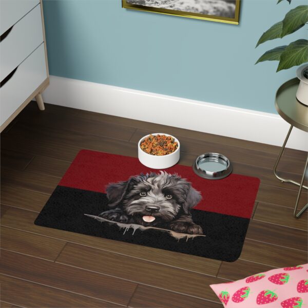 Bouvier des Flandres Dog Food Mat (12x18)  -Garnet/Black