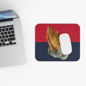 Praying Hands Red/Navy Blue Mouse Pad - Cute Pet Design for Dog Lovers