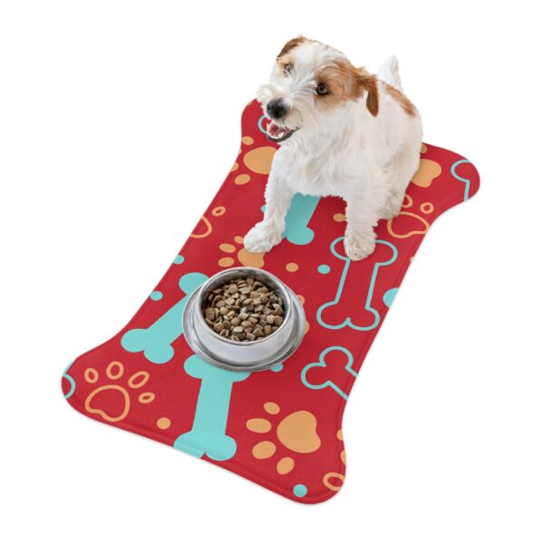 Colorful Dog Feeding Mats with Fun Bones & Paws Design-Dark Red - Image 6