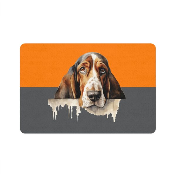 Bassett Hound Pet Food Mat (12x18)  -Orange/Smokey - Image 2