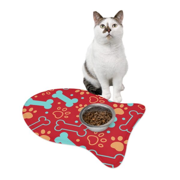 Colorful Dog Feeding Mats with Fun Bones & Paws Design-Dark Red - Image 10