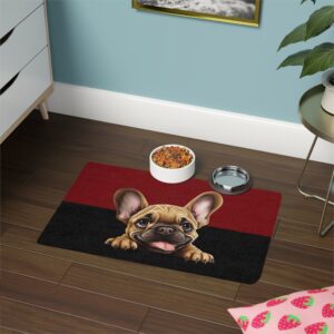 French Bulldog Dog Food Mat (12x18)  -Garnet/Black