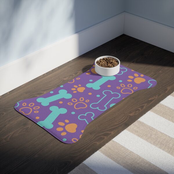 Colorful Dog Feeding Mats with Fun Bones & Paws Design-Light Purple - Image 7