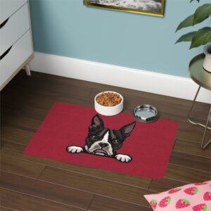 Boston Terrier Pet Food Mat (12x18) - Cardinal Red