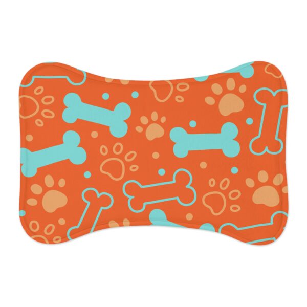Colorful Pet Feeding Mats with Fun Bones & Paws Design - Orange - Image 2