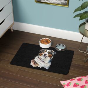 Australian Shepard Dog Feeding Mat (12x18) - Black