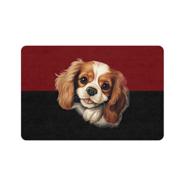 Cavalier King Charles Dog Food Mat (12x18)  -Garnet/Black - Image 2