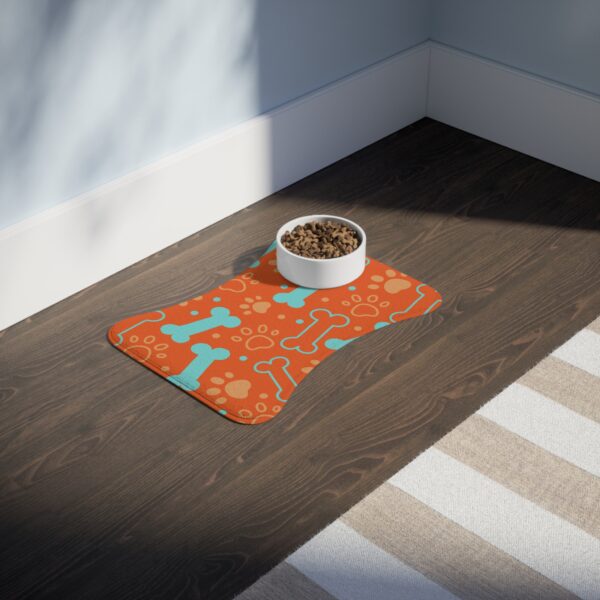 Colorful Pet Feeding Mats with Fun Bones & Paws Design - Orange
