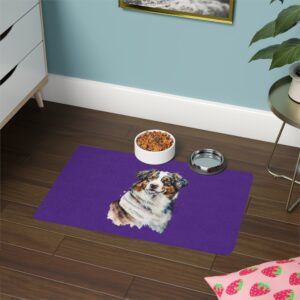 Australian Shepard Pet Food Mat (12x18) - Purple