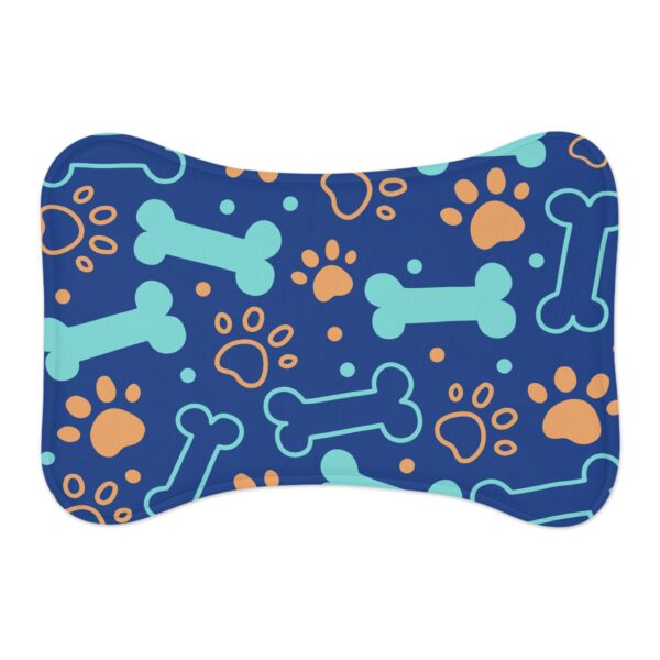 Colorful Dog Feeding Mats with Fun Bones & Paws Design - Dark Blue - Image 2