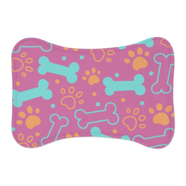 Colorful Pet Feeding Mats with Fun Bones & Paws Design-Light Pink - Image 2