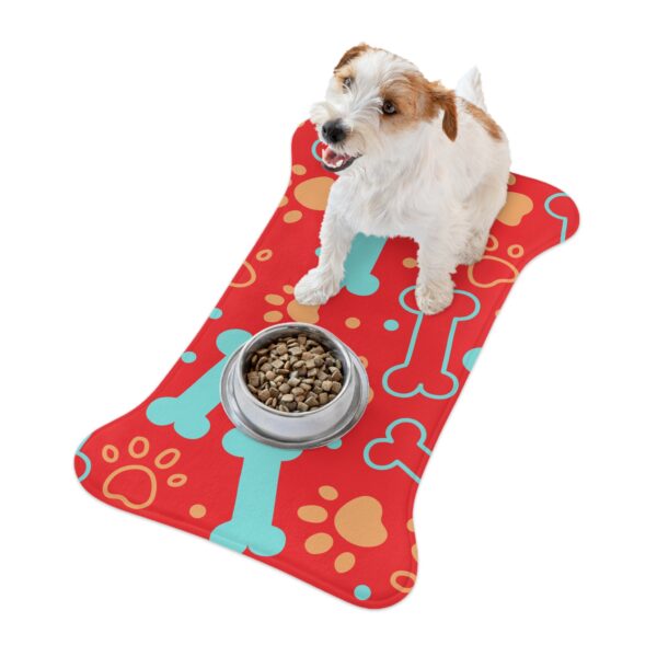 Colorful Pet Feeding Mats with Fun Bones & Paws Design - Red - Image 6