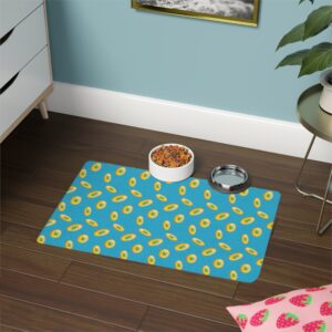 Vibrant Pet Food Mat - 12x18 Non-Slip Design for Cats and Dogs-Turquoise