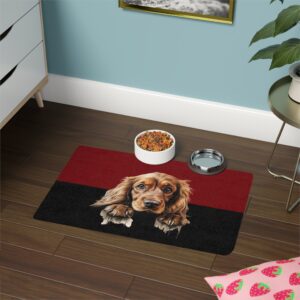 Cocker Spaniel Pet Food Mat (12x18)  -Garnet/Black