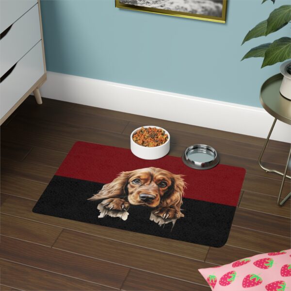Cocker Spaniel Pet Food Mat (12x18)  -Garnet/Black