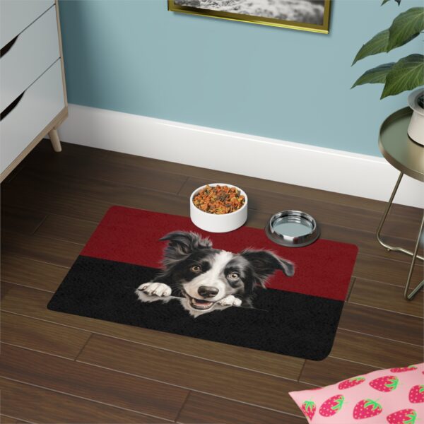 Border Collie Dog Feeding Mat (12x18)  -Garnet/Black - Image 4