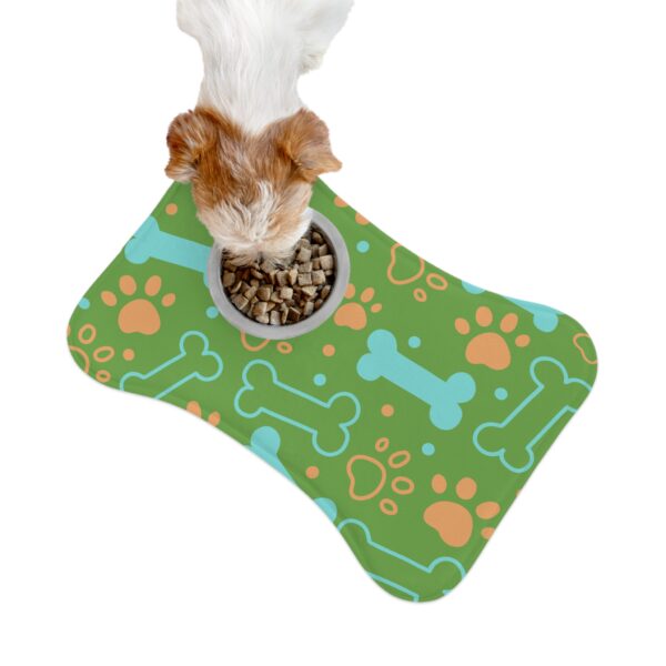 Colorful Pet Feeding Mats with Fun Bones & Paws Design-Light Green - Image 3