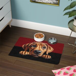 Rhodesian Ridgeback Dog Food Mat (12x18)  -Garnet/Black