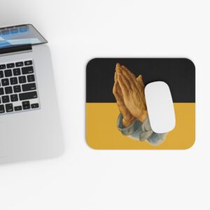 Praying Hands Black/Gold Mouse Pad - Cute Pet Design for Dog Lovers