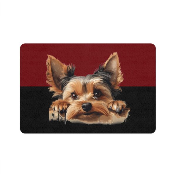 Yorkshire Terrier Dog Feeding Mat (12x18)  -Garnet/Black