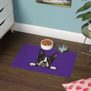 Boston Terrier Pet Food Mat (12x18) - Purple