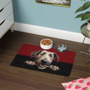 Irish Wolfhound Dog Food Mat (12x18)  -Garnet/Black