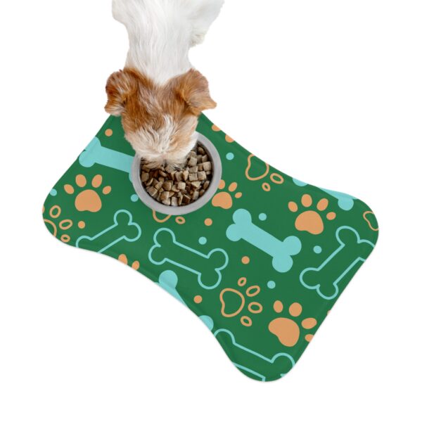 Colorful Pet Feeding Mats with Fun Bones & Paws Design - Dark Green - Image 3