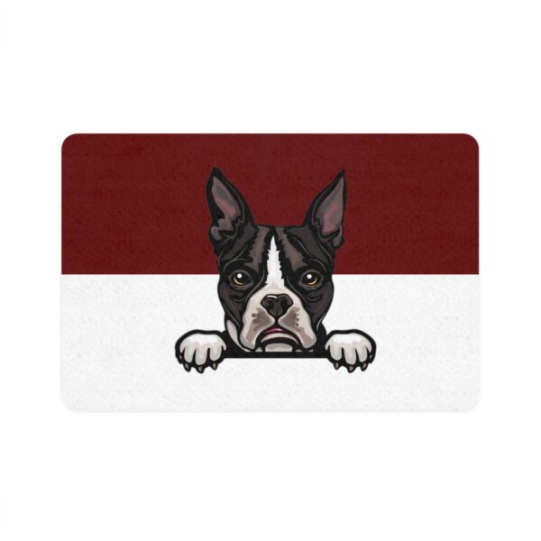 Boston Terrier Pet Food Mat (12x18)  -Maroon/White - Image 2