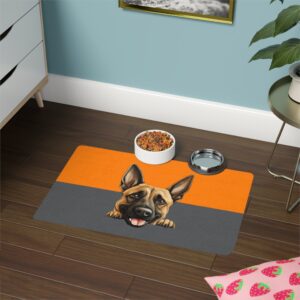 Belgian Malinois Pet Food Mat (12x18)  -Orange/Smokey