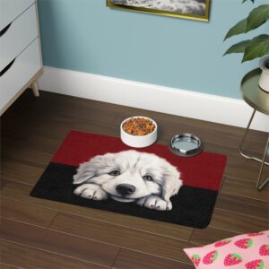 Great Pyrenese Dog Food Mat (12x18)  -Garnet/Black