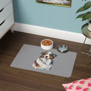 Australian Shepard Dog Feeding Mat (12x18) - Grey