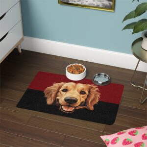 Golden Retriver Dog Food Mat (12x18)  -Garnet/Black