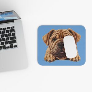 Shar Pei Mouse Pad -Light Blue Cute Pet Design for Dog Lovers