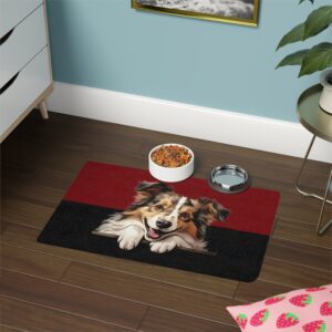 Shetland Sheepdog Dog Food Mat (12x18)  -Garnet/Black