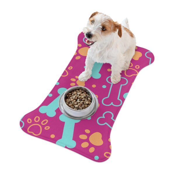 Colorful Pet Feeding Mats with Fun Bones & Paws Design-Pink - Image 6