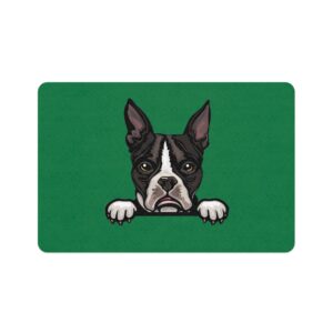 Boston Terrier Dog Feeding Mat (12x18) - Dark Green